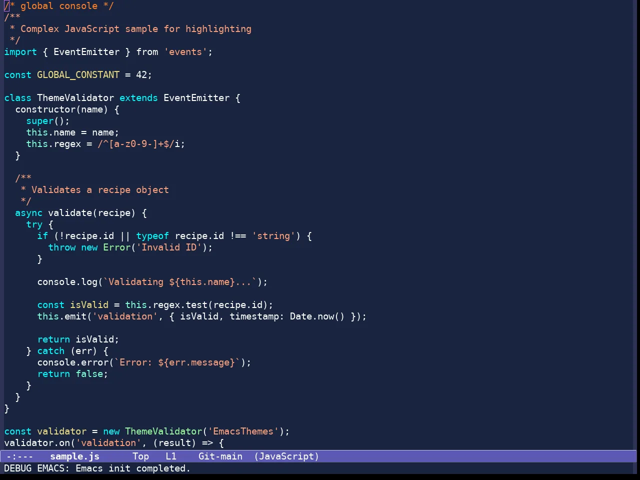 Standard Dark Tinted Theme in javascript-mode