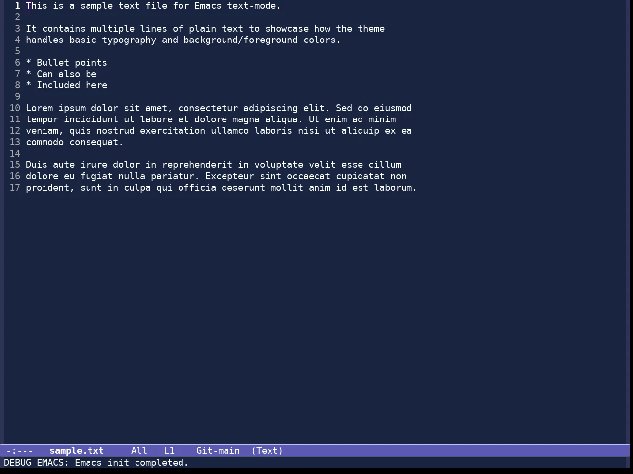 Standard Dark Tinted Theme in text-mode