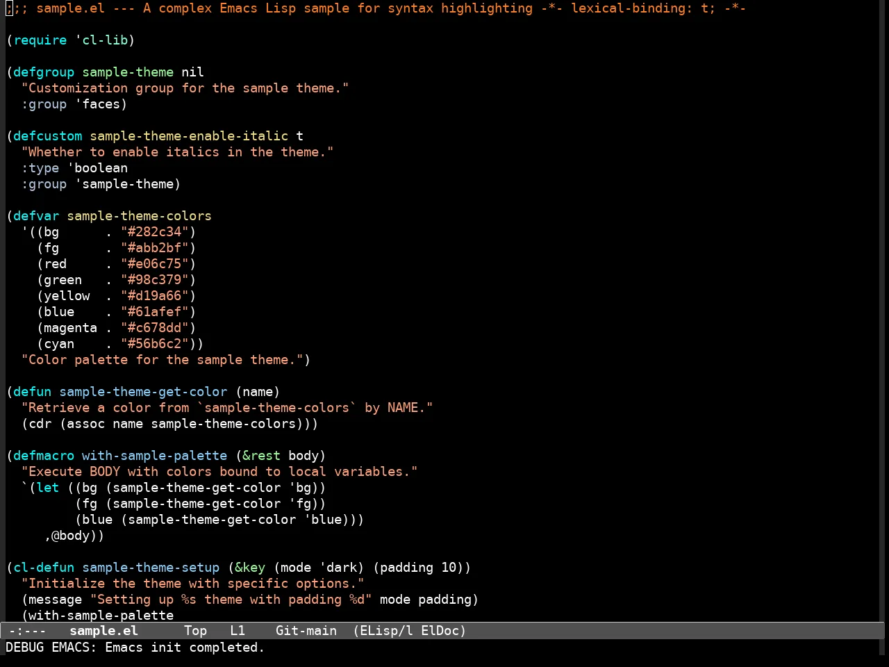 Standard Dark Theme in emacs-lisp-mode