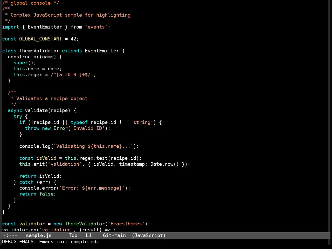 Standard Dark Theme in javascript-mode