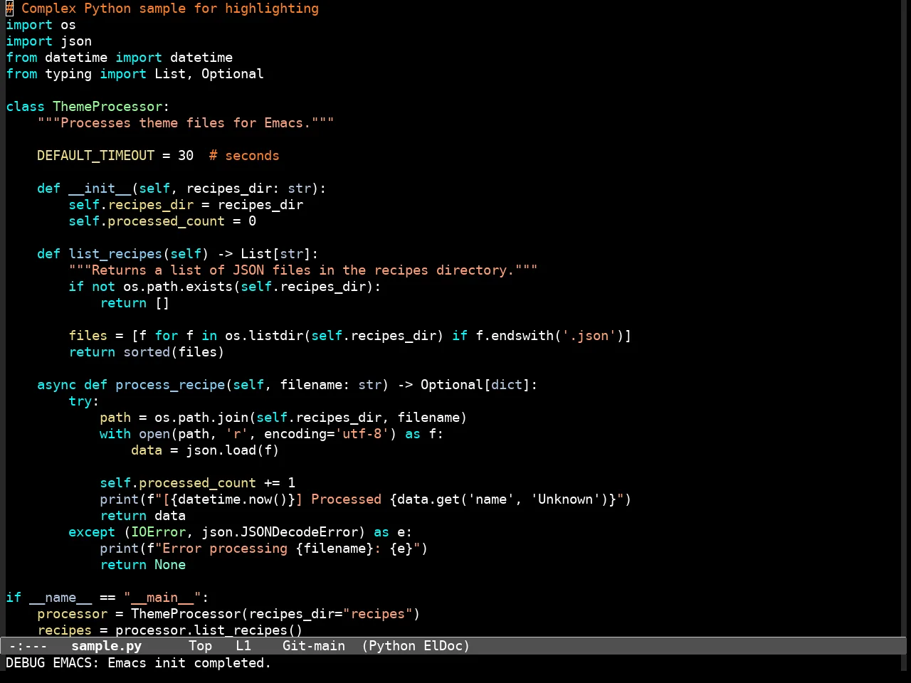 Standard Dark Theme in python-mode