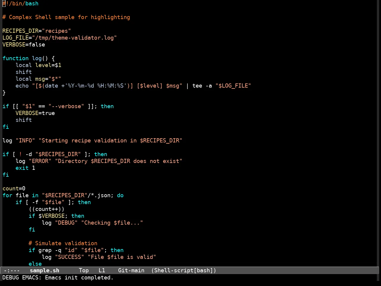Standard Dark Theme in sh-mode