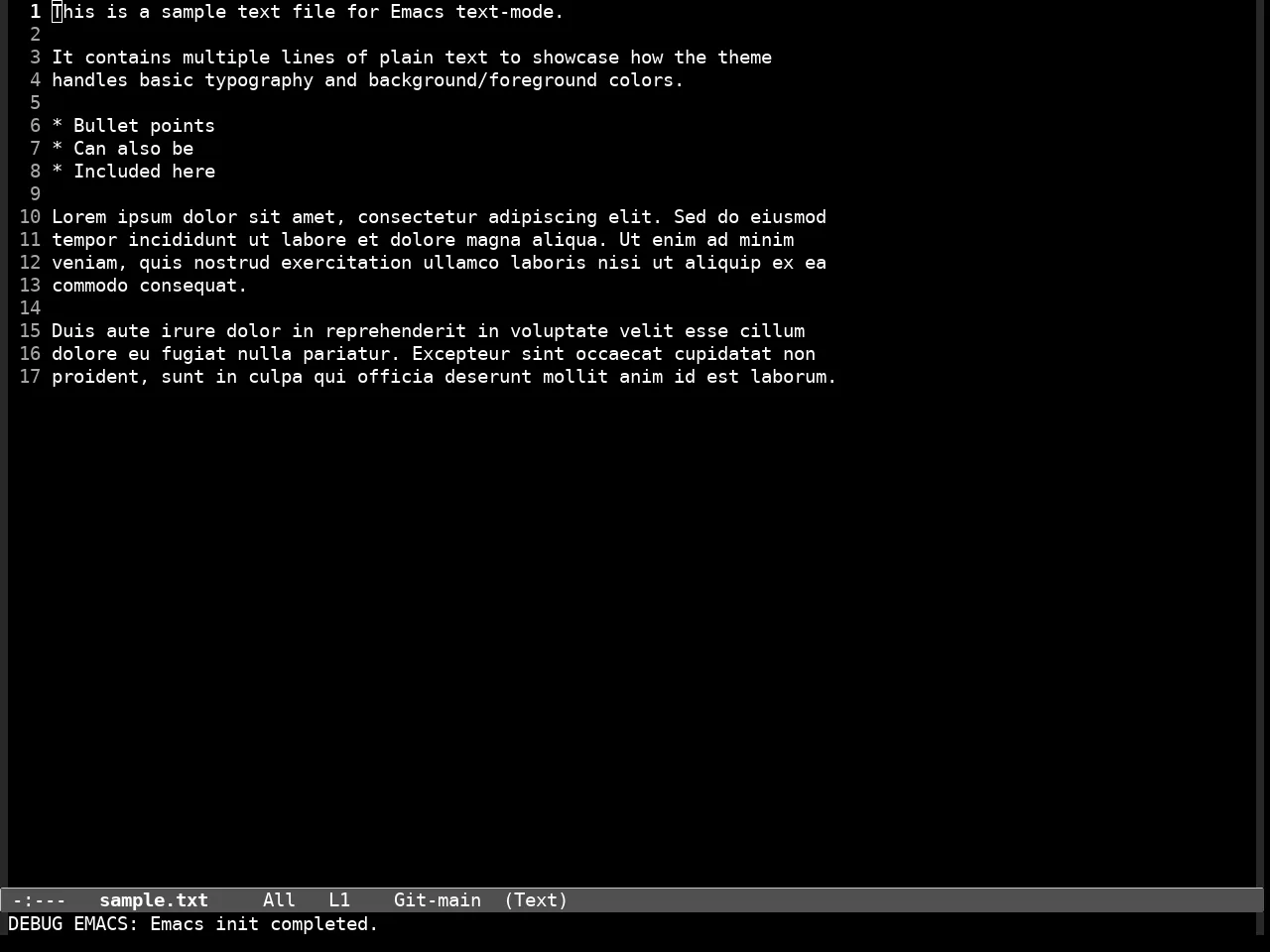 Standard Dark Theme in text-mode