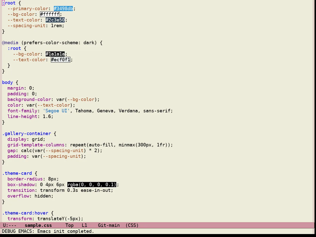 Standard Light Tinted Theme in css-mode