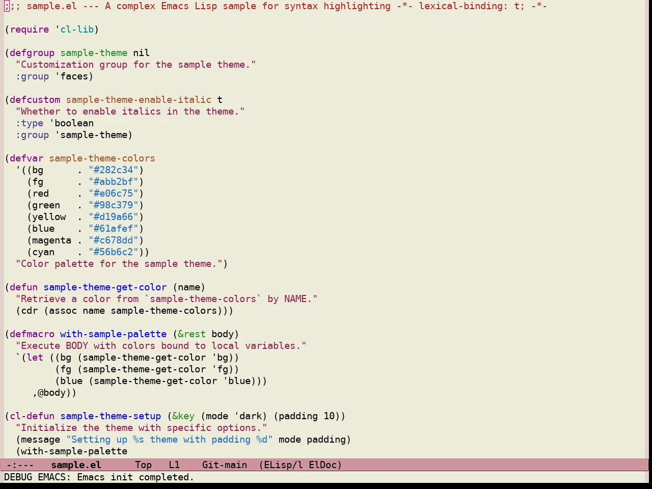 Standard Light Tinted Theme in emacs-lisp-mode