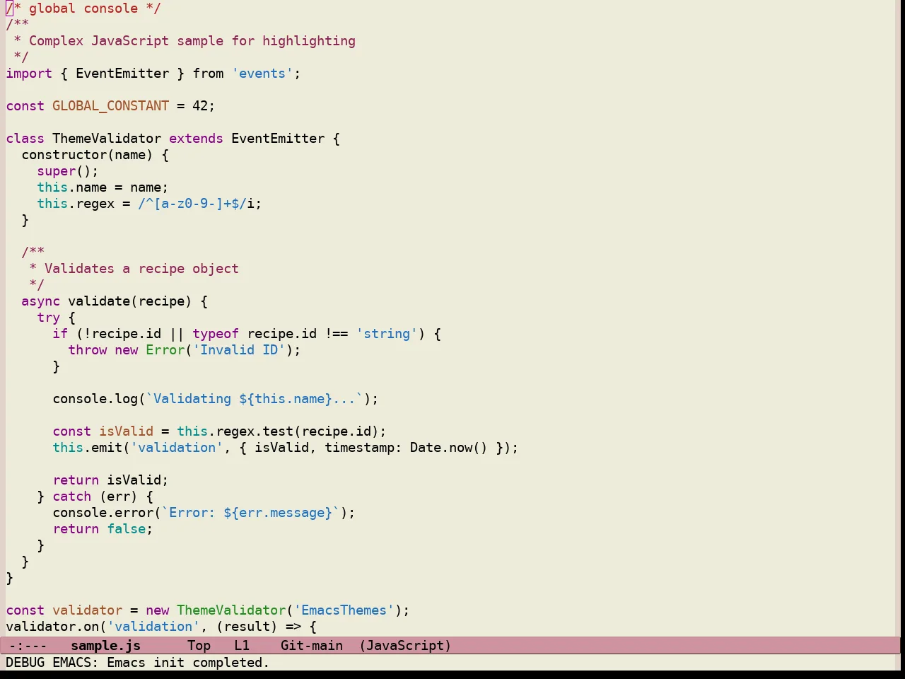 Standard Light Tinted Theme in javascript-mode