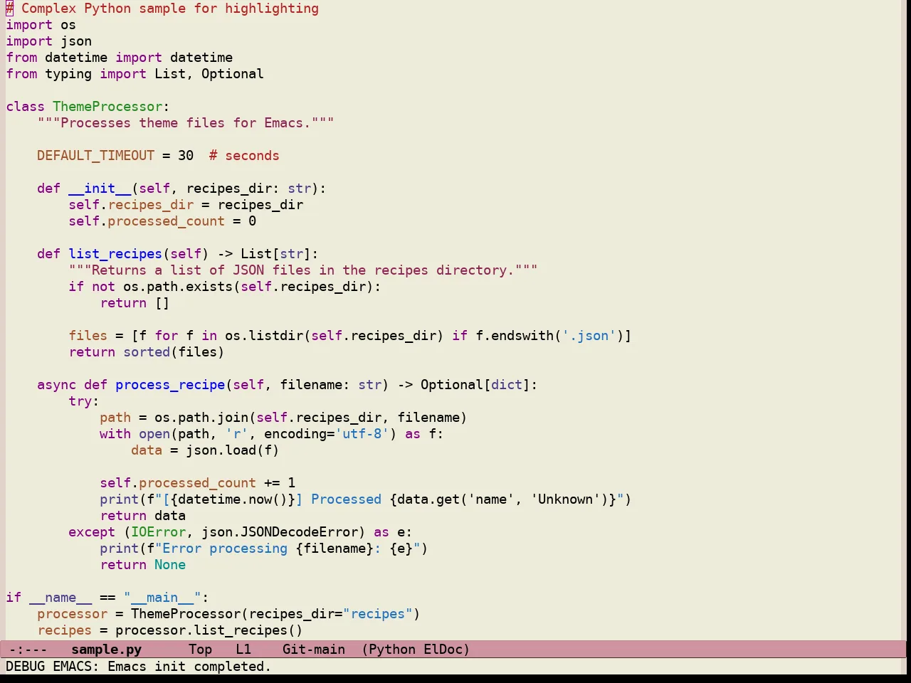 Standard Light Tinted Theme in python-mode