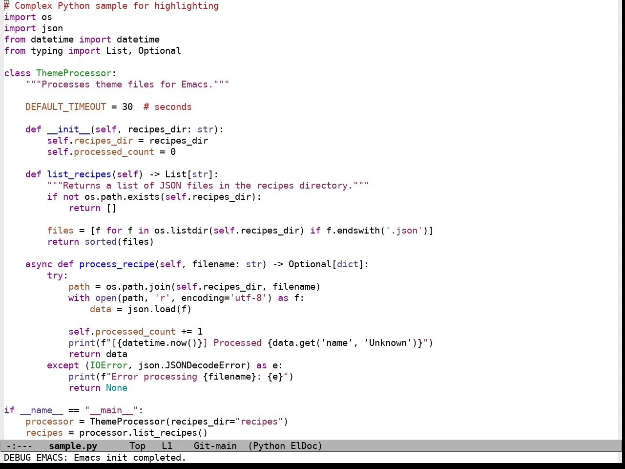 Standard Light Theme in python-mode