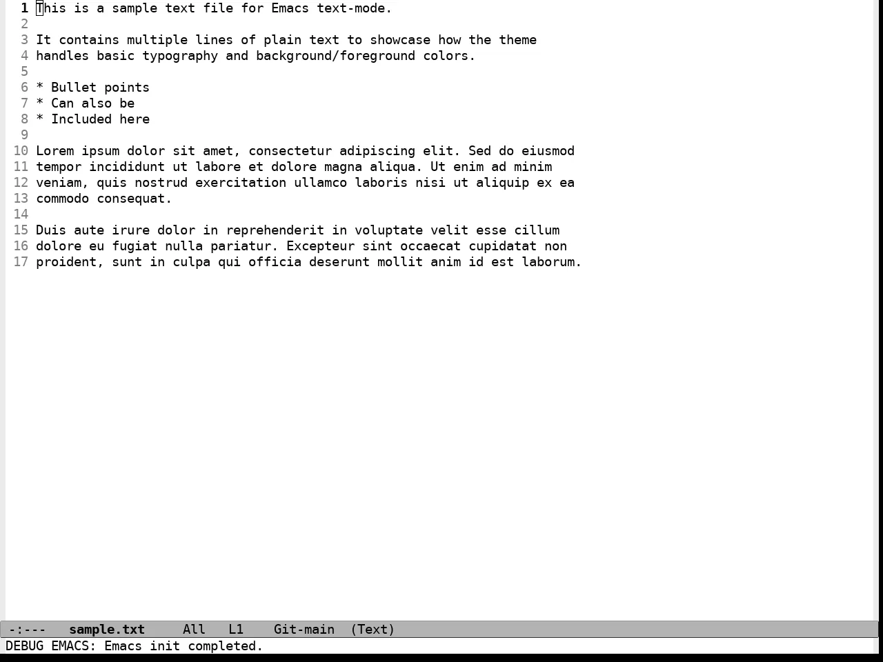 Standard Light Theme in text-mode