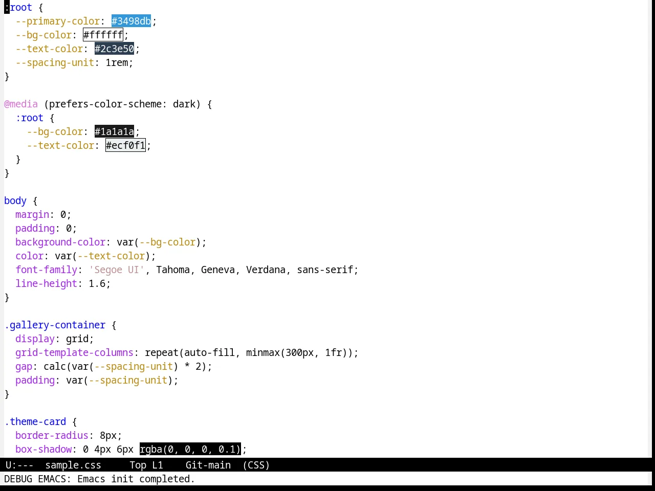 Standard Theme in css-mode