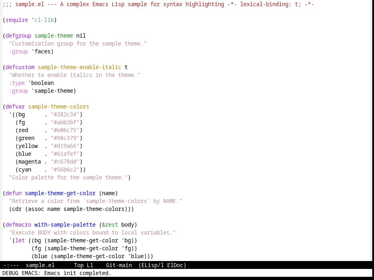 Standard Theme in emacs-lisp-mode