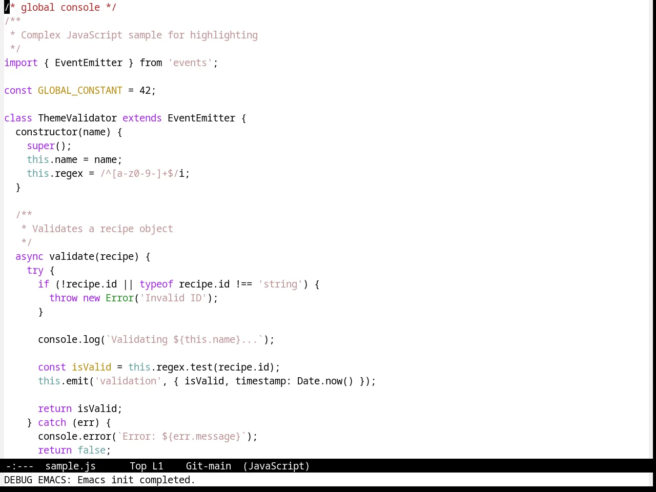 Standard Theme in javascript-mode