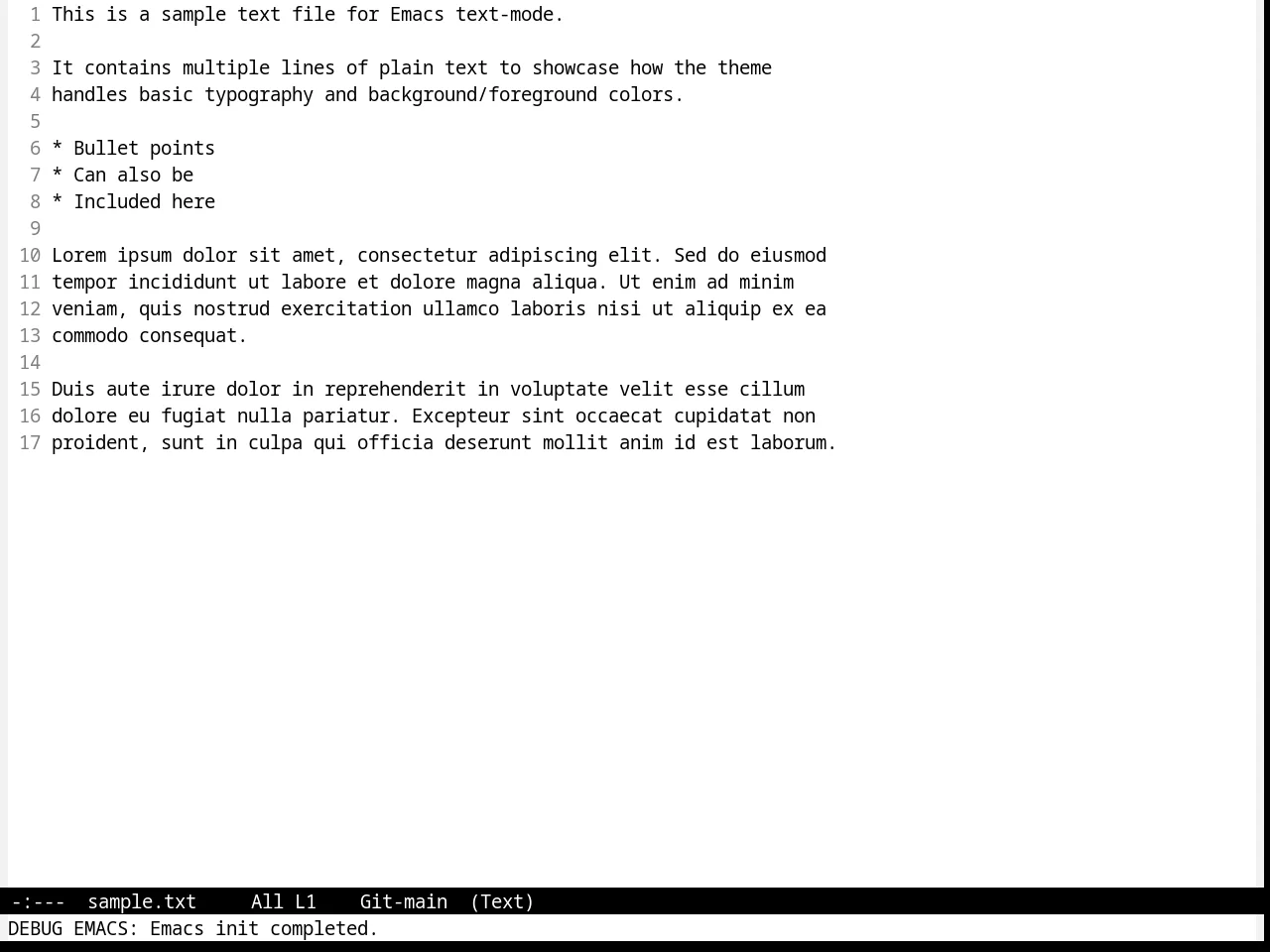 Standard Theme in text-mode