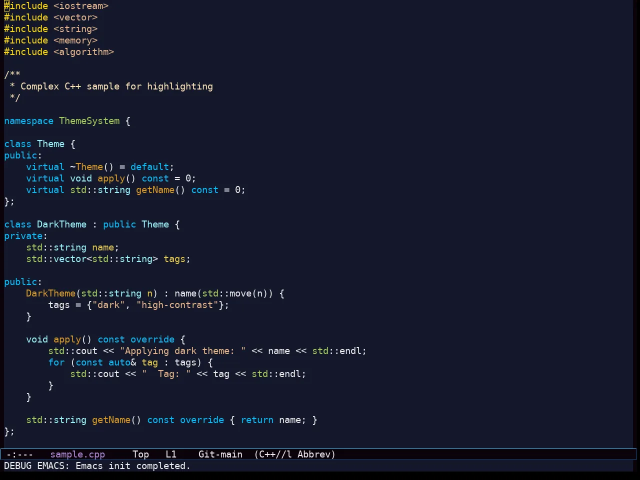 Starlit Theme in c++-mode