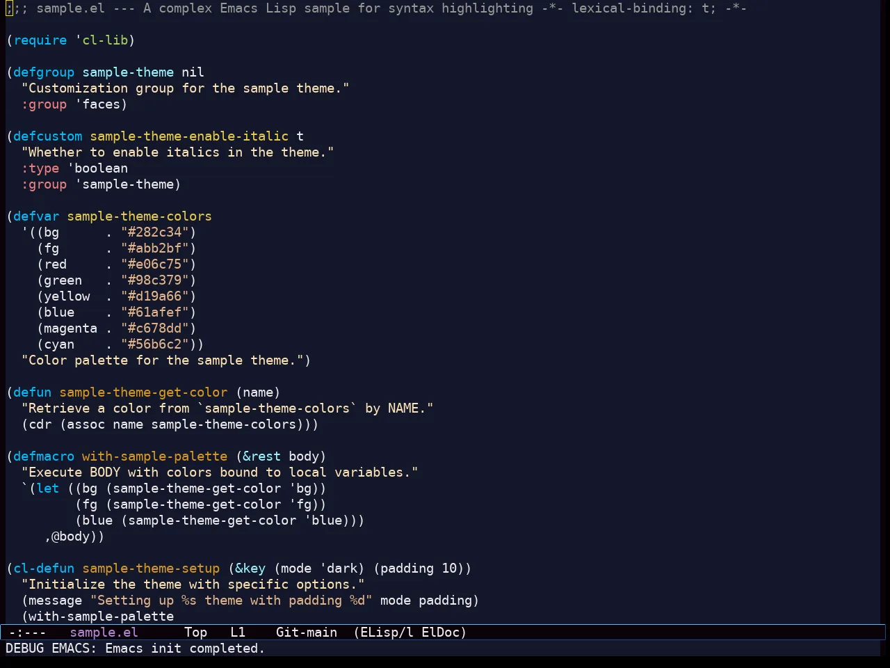 Starlit Theme in emacs-lisp-mode
