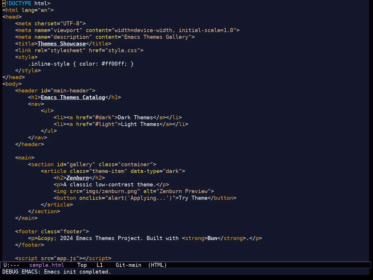 Starlit Theme in html-mode