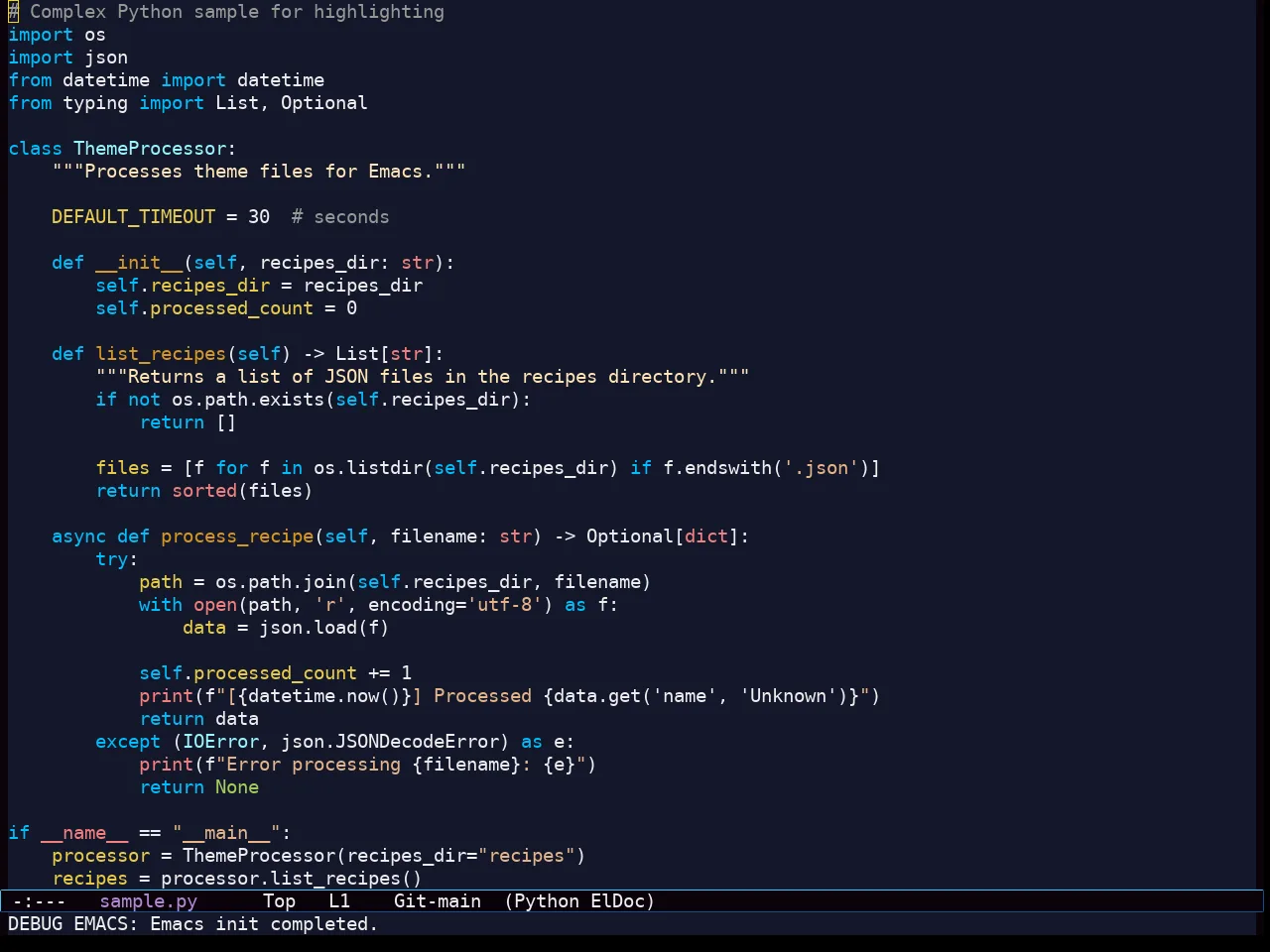 Starlit Theme in python-mode