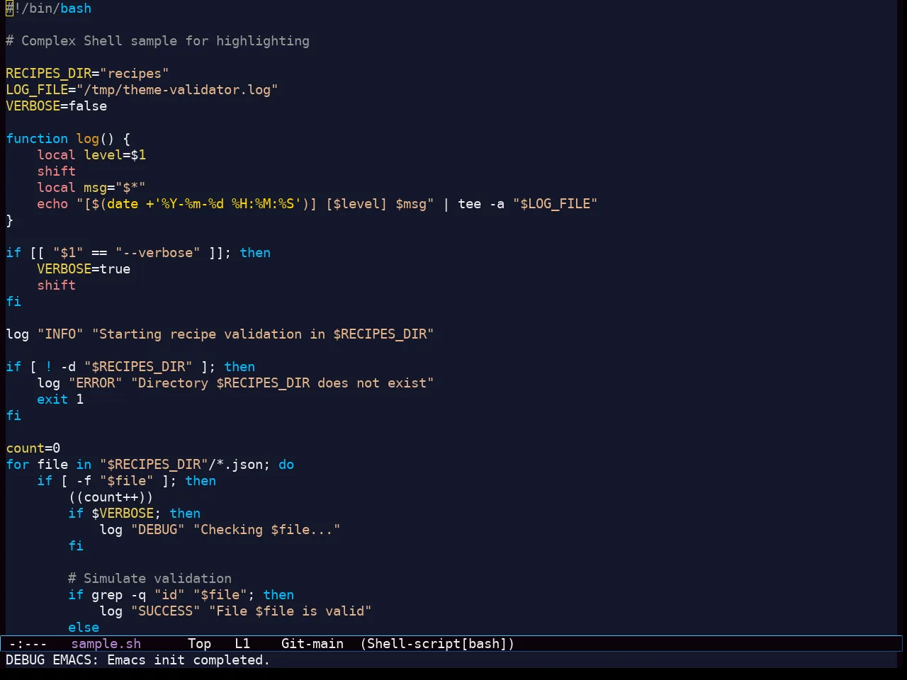 Starlit Theme in sh-mode