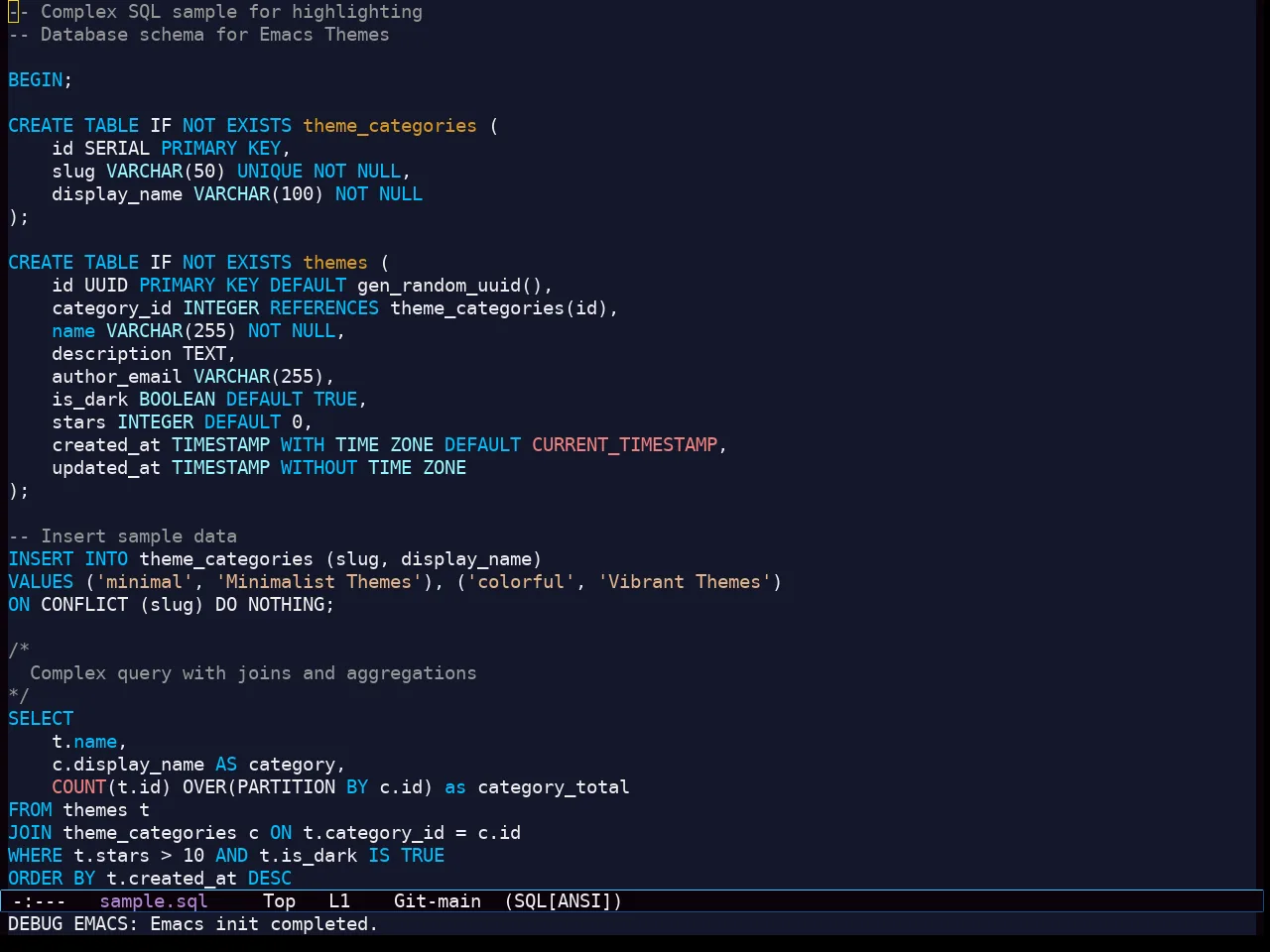 Starlit Theme in sql-mode