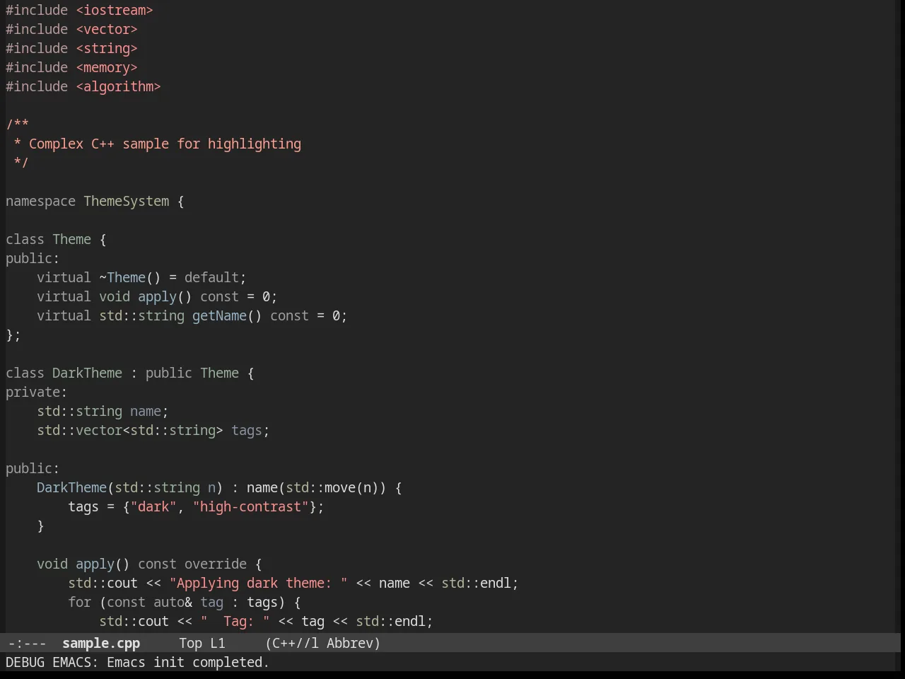 Stekene Dark Theme in c++-mode