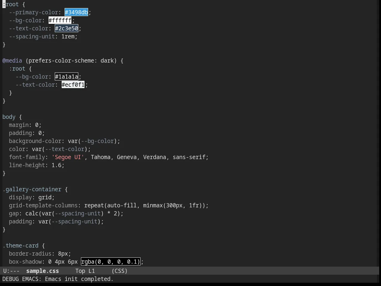 Stekene Dark Theme in css-mode