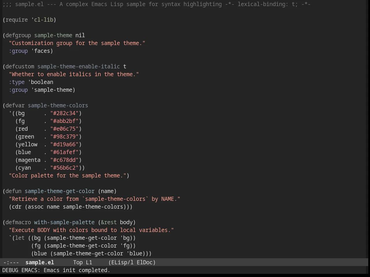 Stekene Dark Theme in emacs-lisp-mode