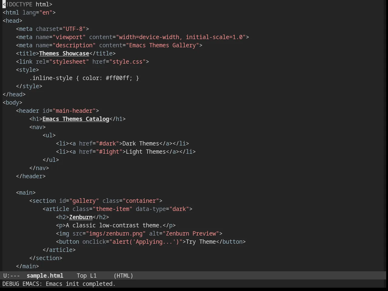 Stekene Dark Theme in html-mode