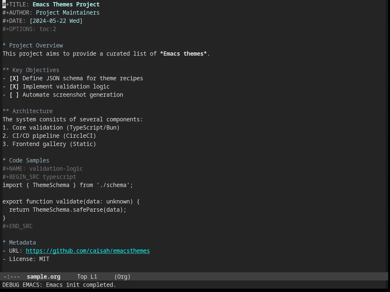 Stekene Dark Theme in org-mode