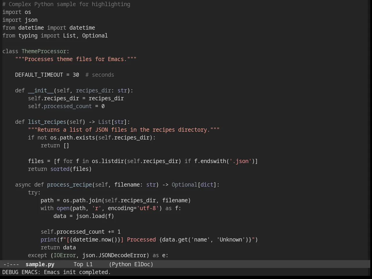 Stekene Dark Theme in python-mode