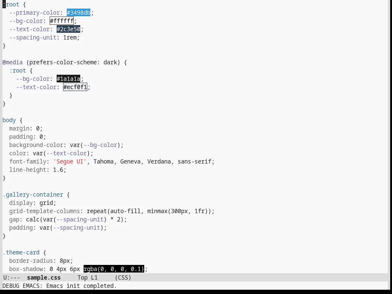 Stekene Light Theme in css-mode