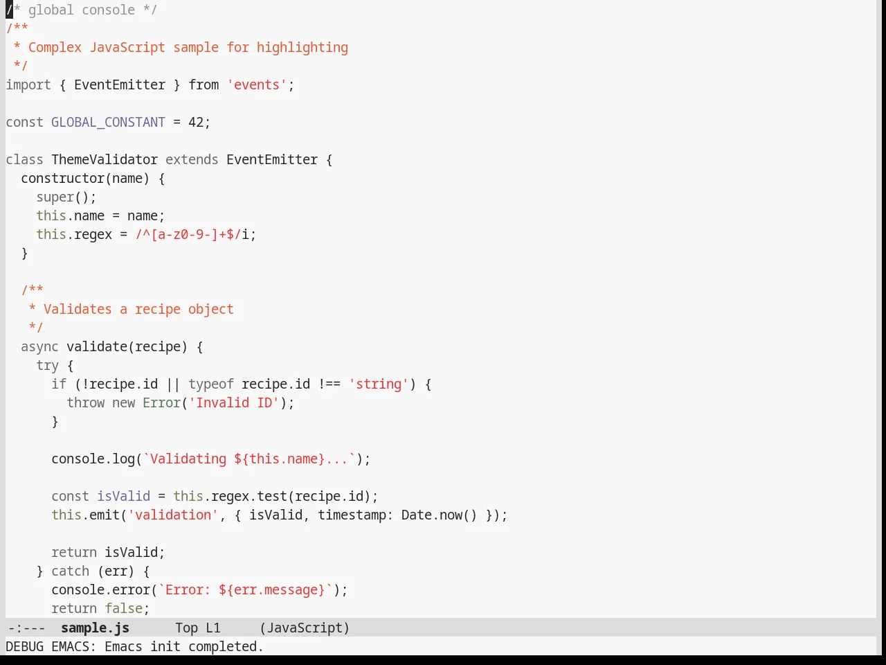 Stekene Light Theme in javascript-mode