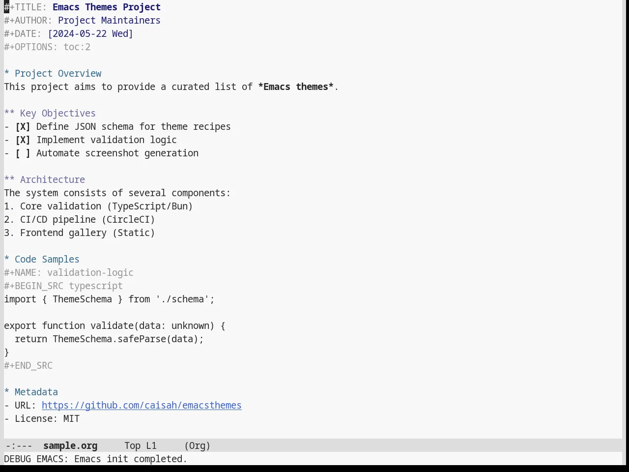 Stekene Light Theme in org-mode
