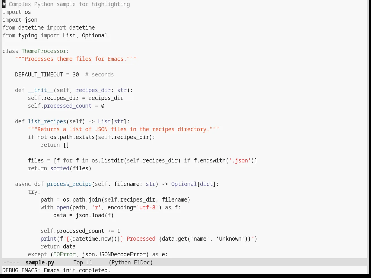 Stekene Light Theme in python-mode