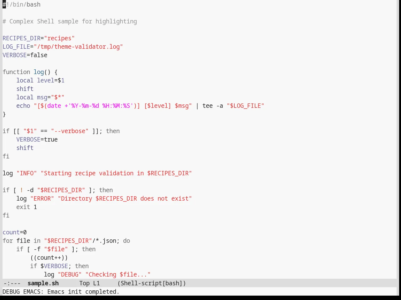 Stekene Light Theme in sh-mode