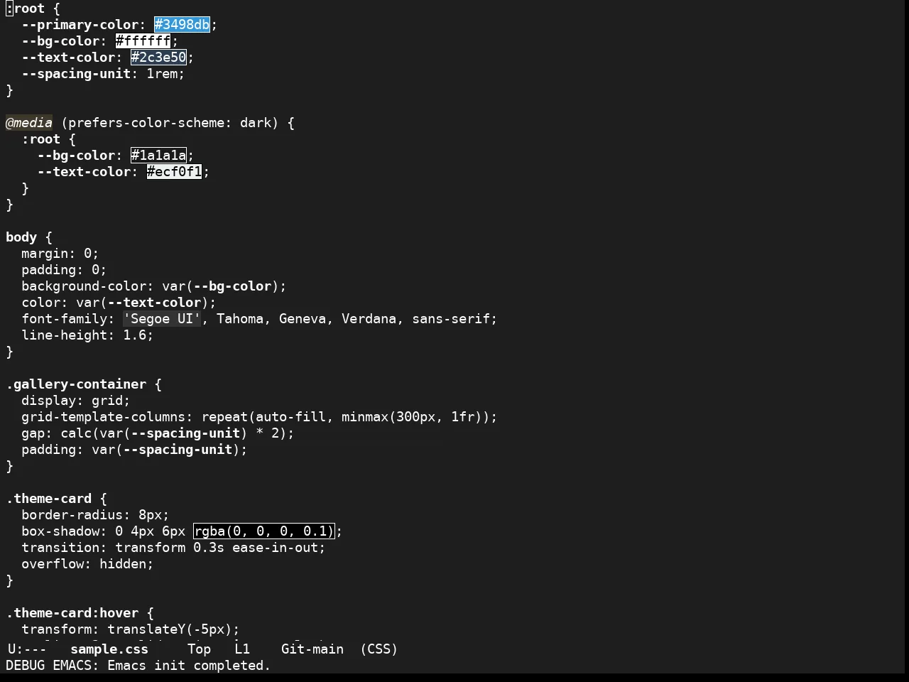Stimmung Themes Dark Theme in css-mode
