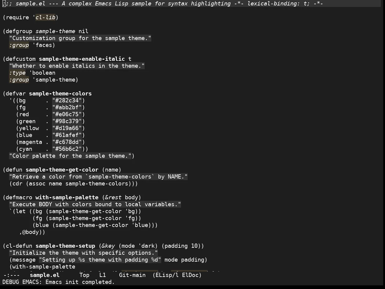 Stimmung Themes Dark Theme in emacs-lisp-mode