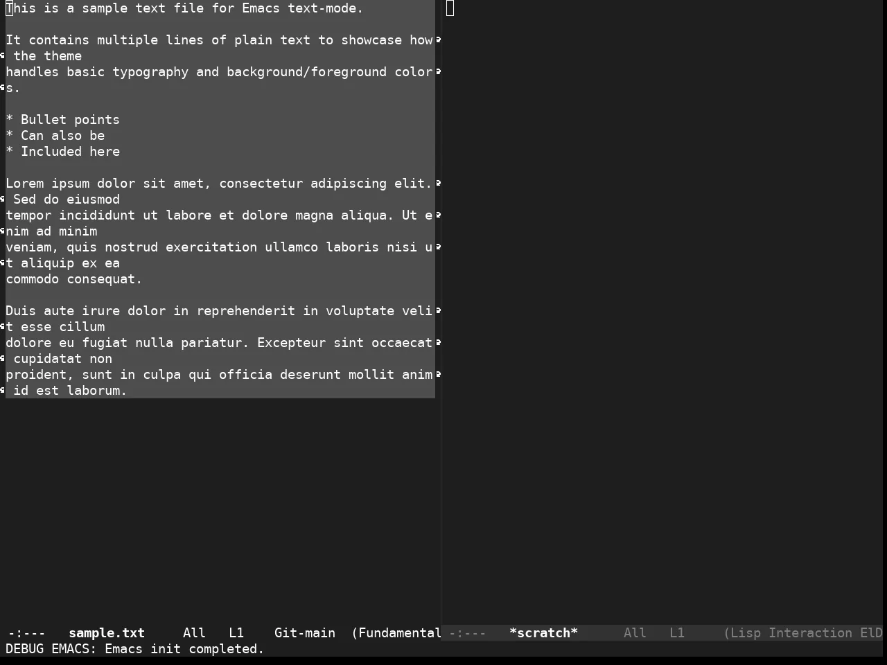 Stimmung Themes Dark Theme in fundamental-mode