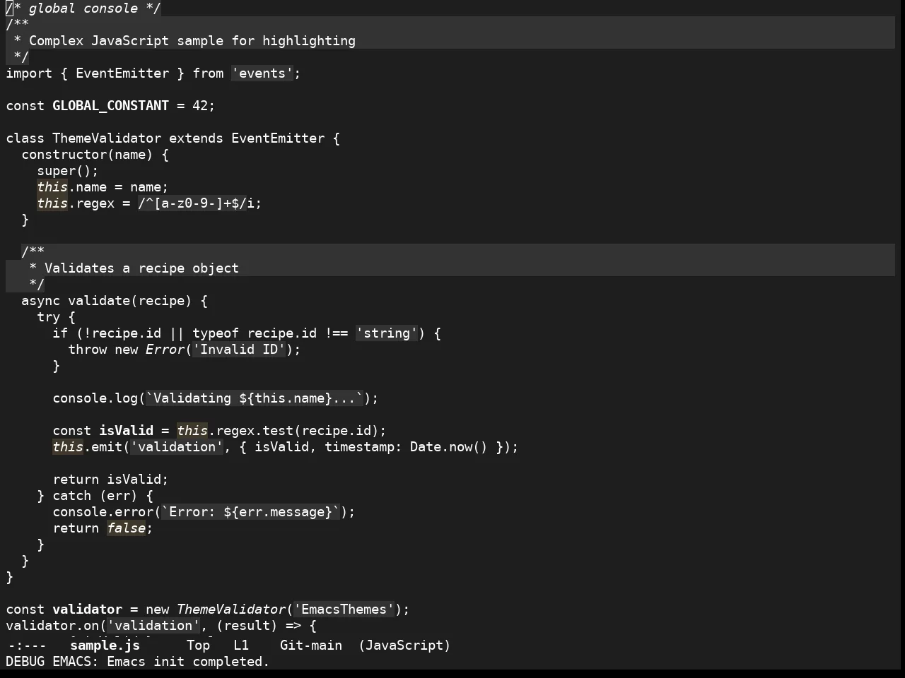 Stimmung Themes Dark Theme in javascript-mode