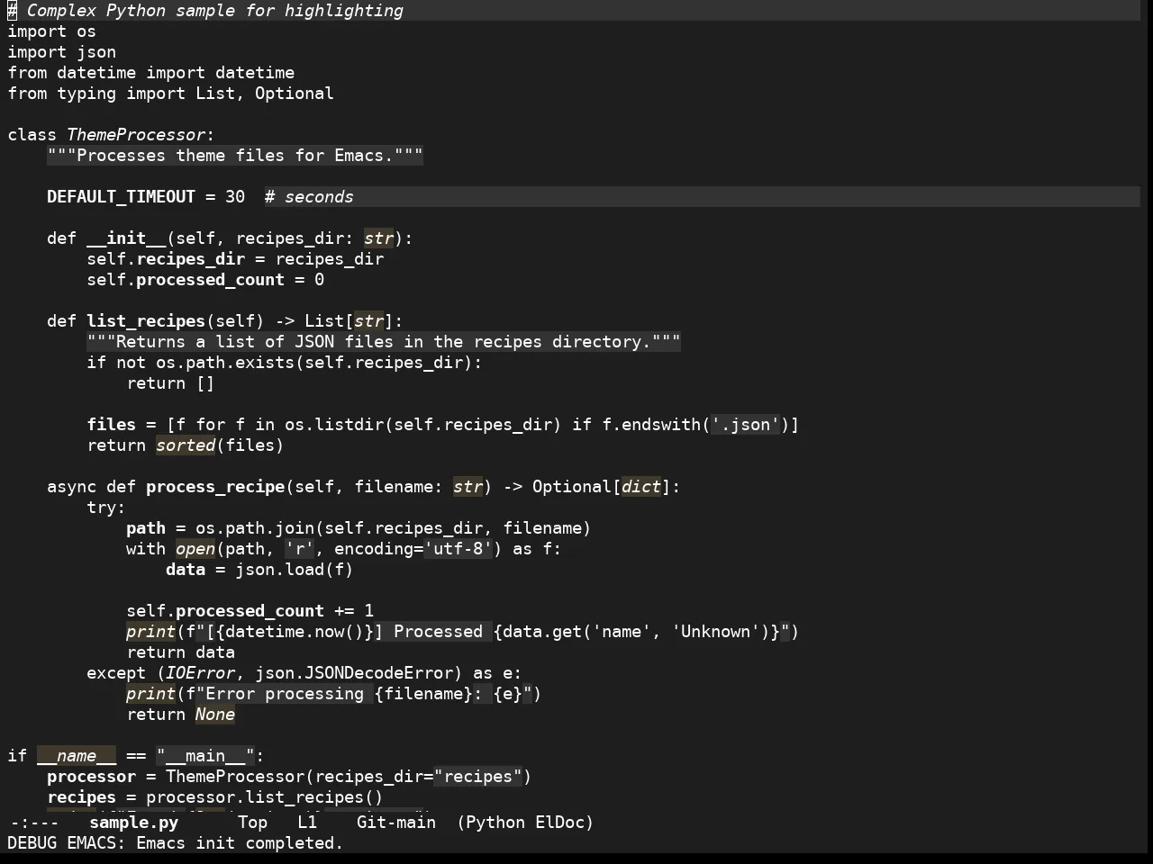 Stimmung Themes Dark Theme in python-mode