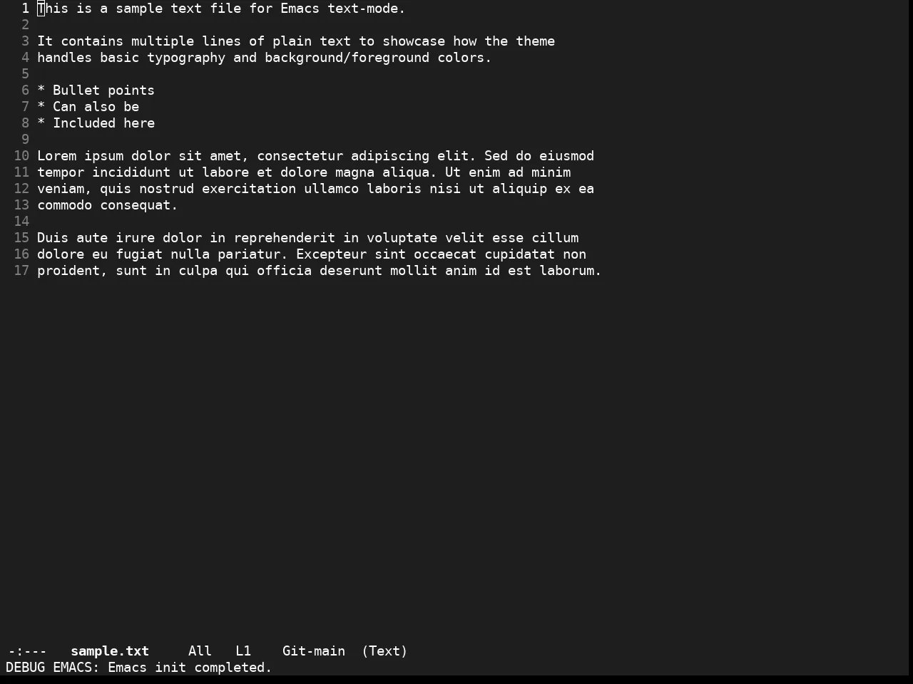 Stimmung Themes Dark Theme in text-mode
