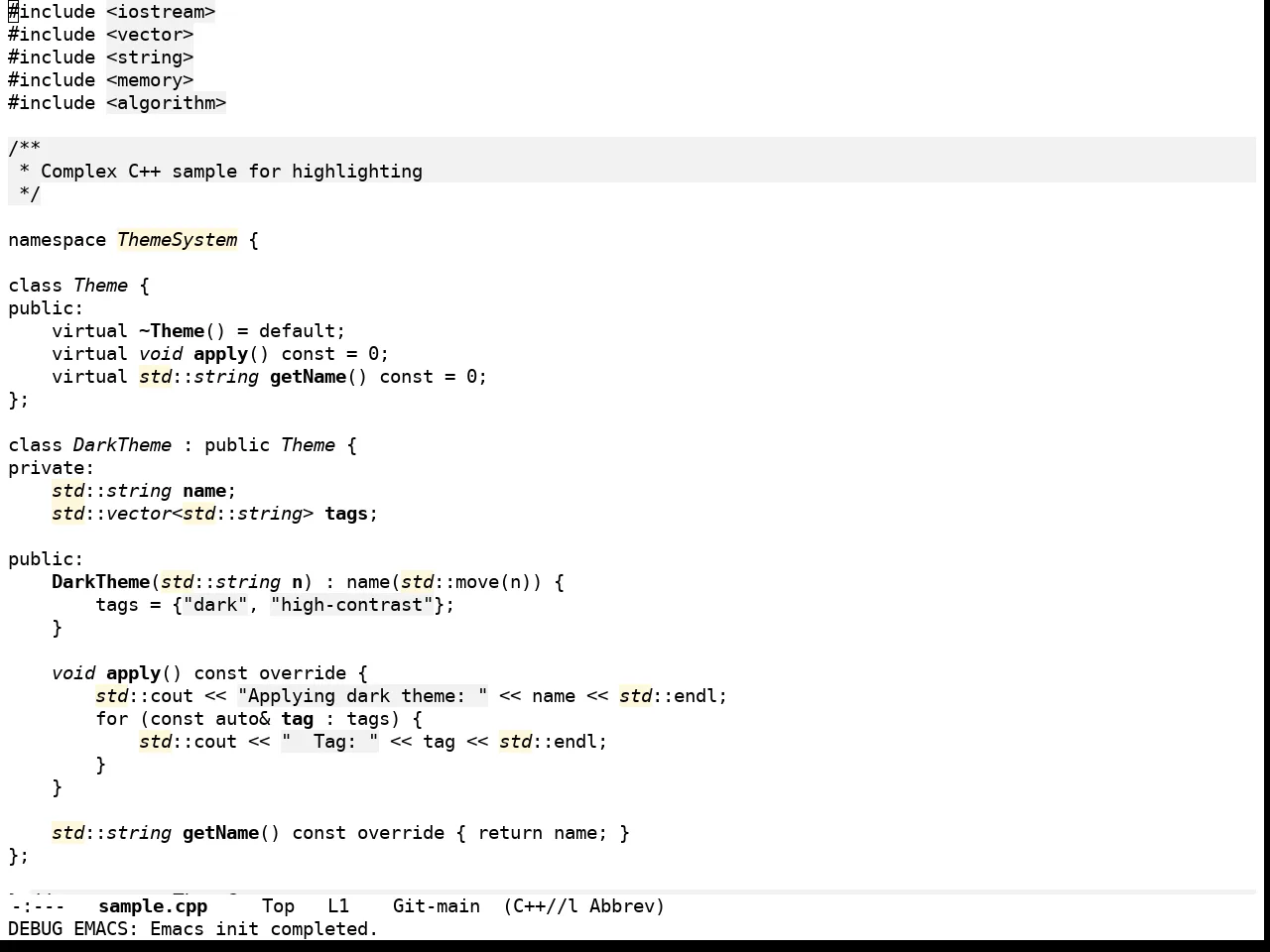 Stimmung Themes Light Theme in c++-mode