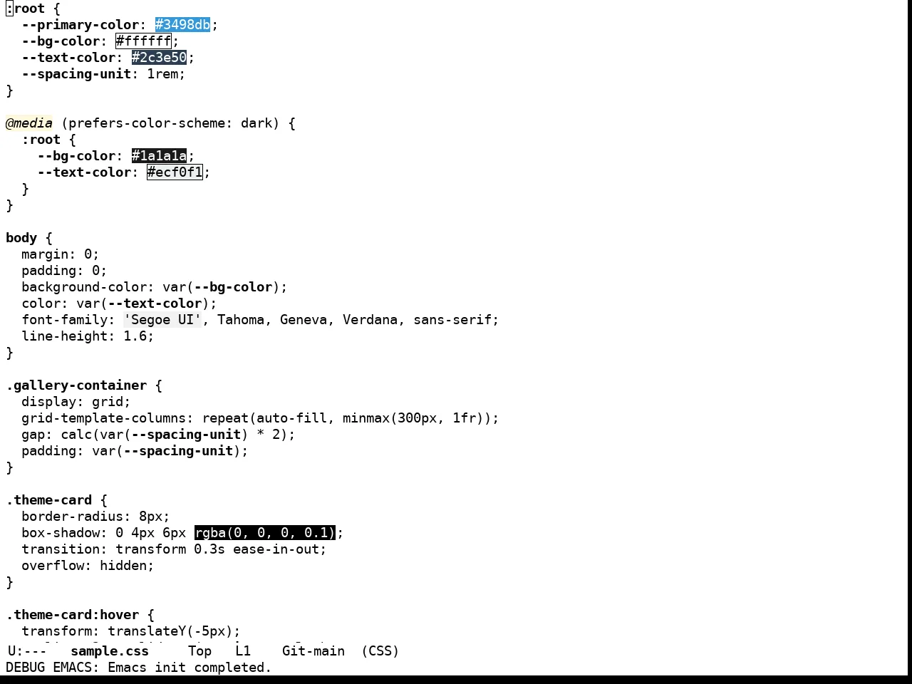 Stimmung Themes Light Theme in css-mode