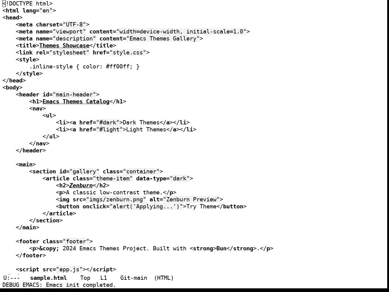 Stimmung Themes Light Theme in html-mode