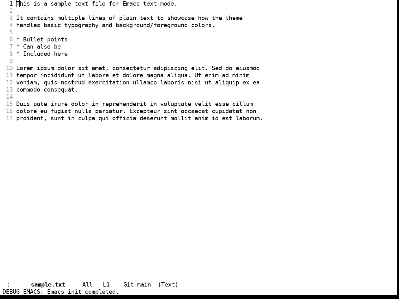 Stimmung Themes Light Theme in text-mode