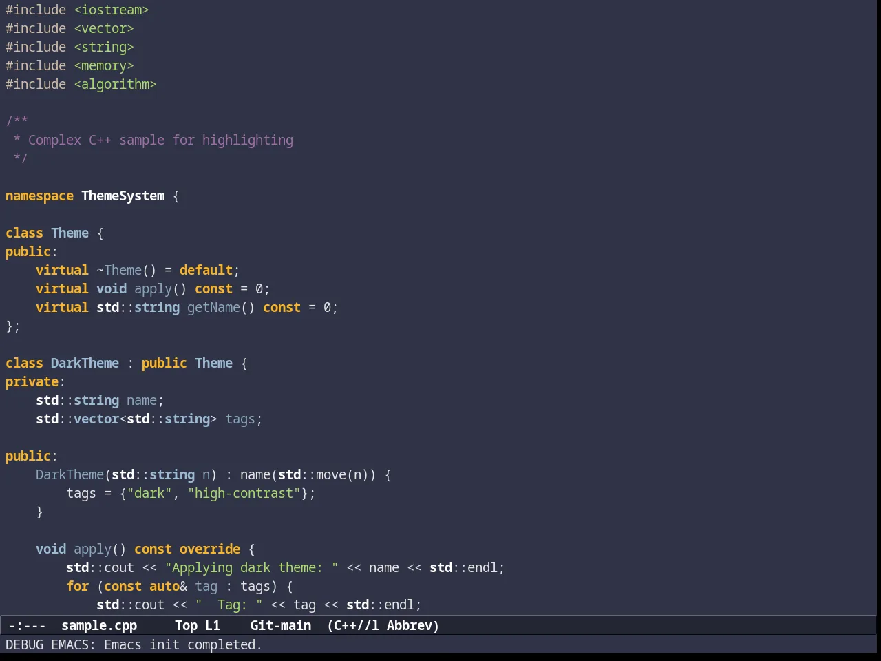 Subatomic Theme in c++-mode