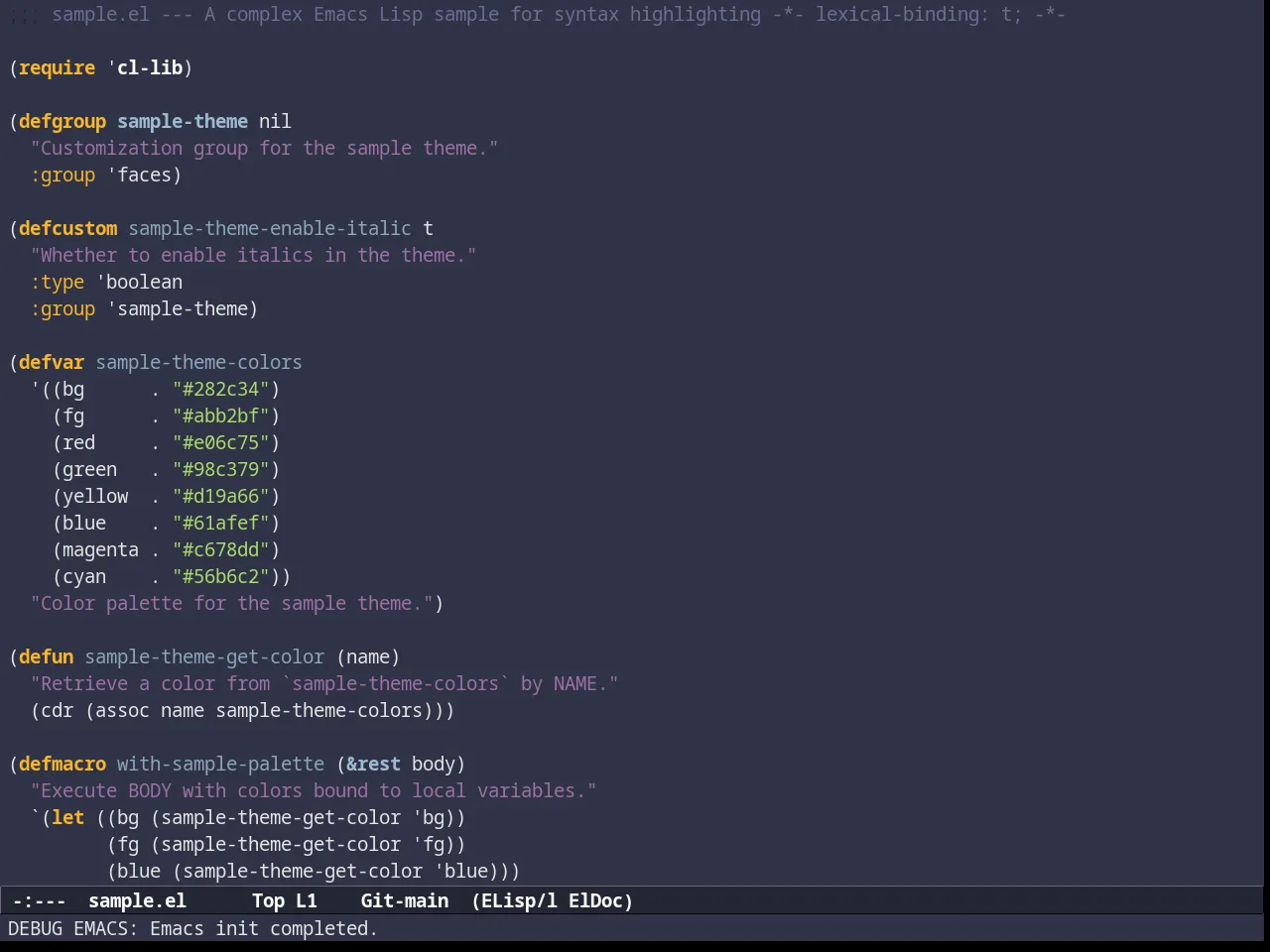 Subatomic Theme in emacs-lisp-mode