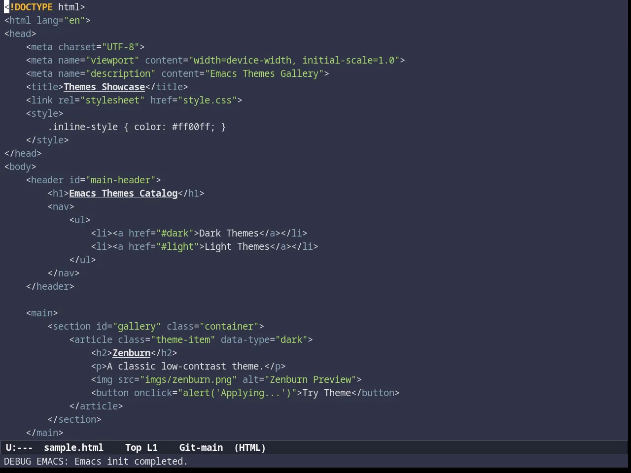 Subatomic Theme in html-mode