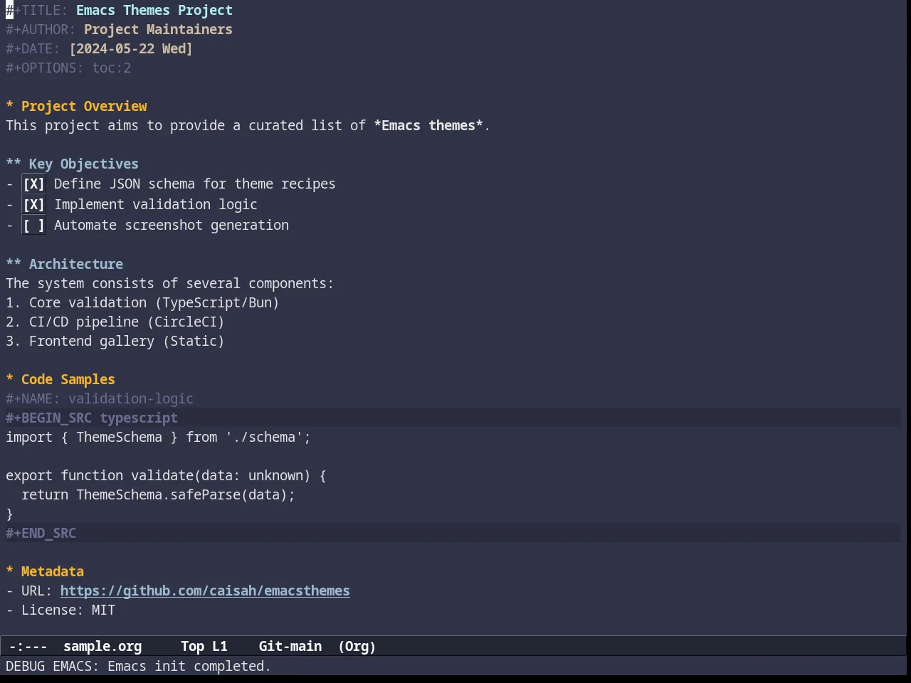 Subatomic Theme in org-mode
