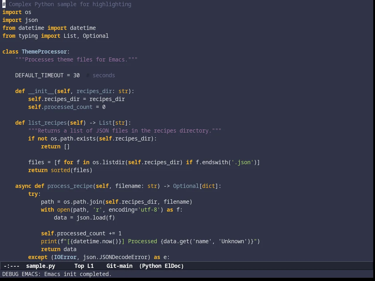 Subatomic Theme in python-mode