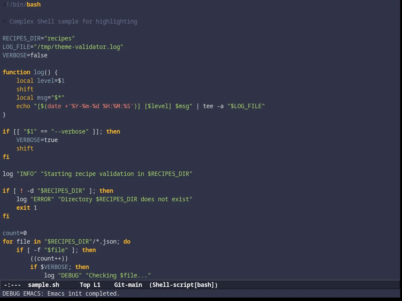 Subatomic Theme in sh-mode